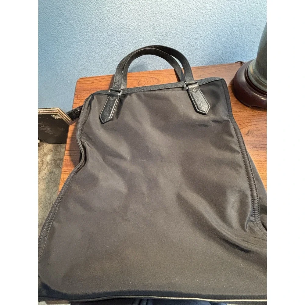 Authentic Burberry Black Nylon Logo Graphic Tote Bag – Leather Trim